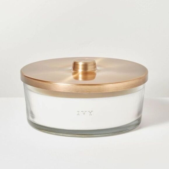 Hearth & Hand Wick Clear Glass Ivy Knob-Lid Jar Candle 28oz - Hearth & H… - Picture 1 of 5